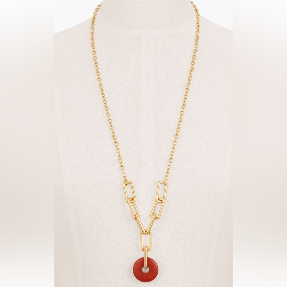 Talbots Links & Circle Pendant Semi Precious Stone Chain Necklace 31”
P201065265